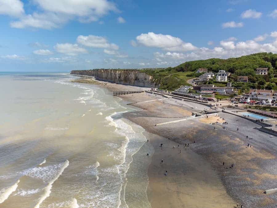 Luchtfoto van het strand kitesurfen van Veules-les-Roses - Camping le Marqueval
